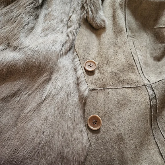 Sale! Was $79 Sheri Bodell Suede Rabbit Fur Jacket - Picture 2 of 13